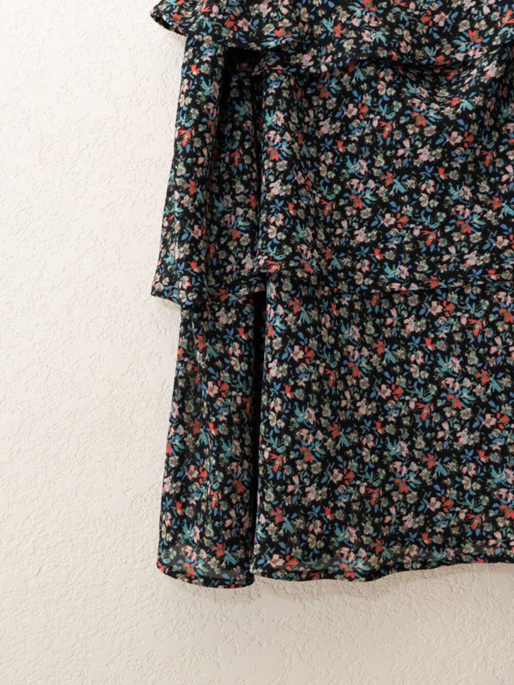 Lane Bryant Skirt Womens 24 Black Floral Tiered Ruffle Mini Side Zip Plus Size - Picture 11 of 12